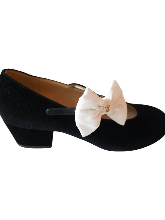 Chanel 24A D'Art Velvet Mary Jane Flat Black - Picture 2 of 5